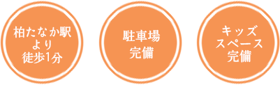 柏たなか駅より徒歩1分 駐車場完備 キッズスペース完備